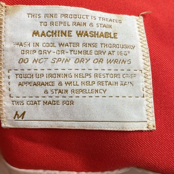 Outerbanks Vintage 60’s Red Coat Jacket, Rain Repellant and Stain Resistant,Sz M - Picture 14 of 14